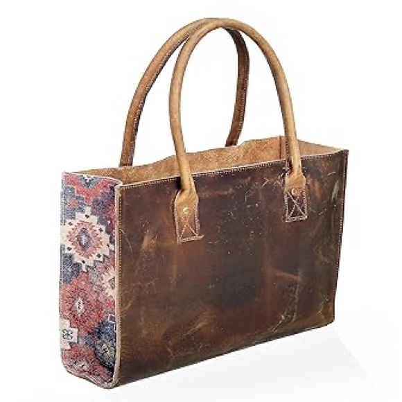 Vintage Genuine Leather Tote BagLarge Shoulder Purse Handbag